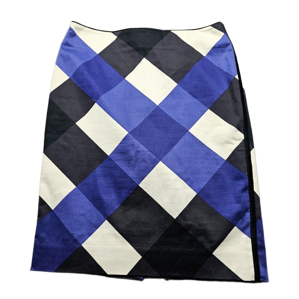 WHBM Color block Checkered Pencil Skirt Blue Black Womens Career Lined